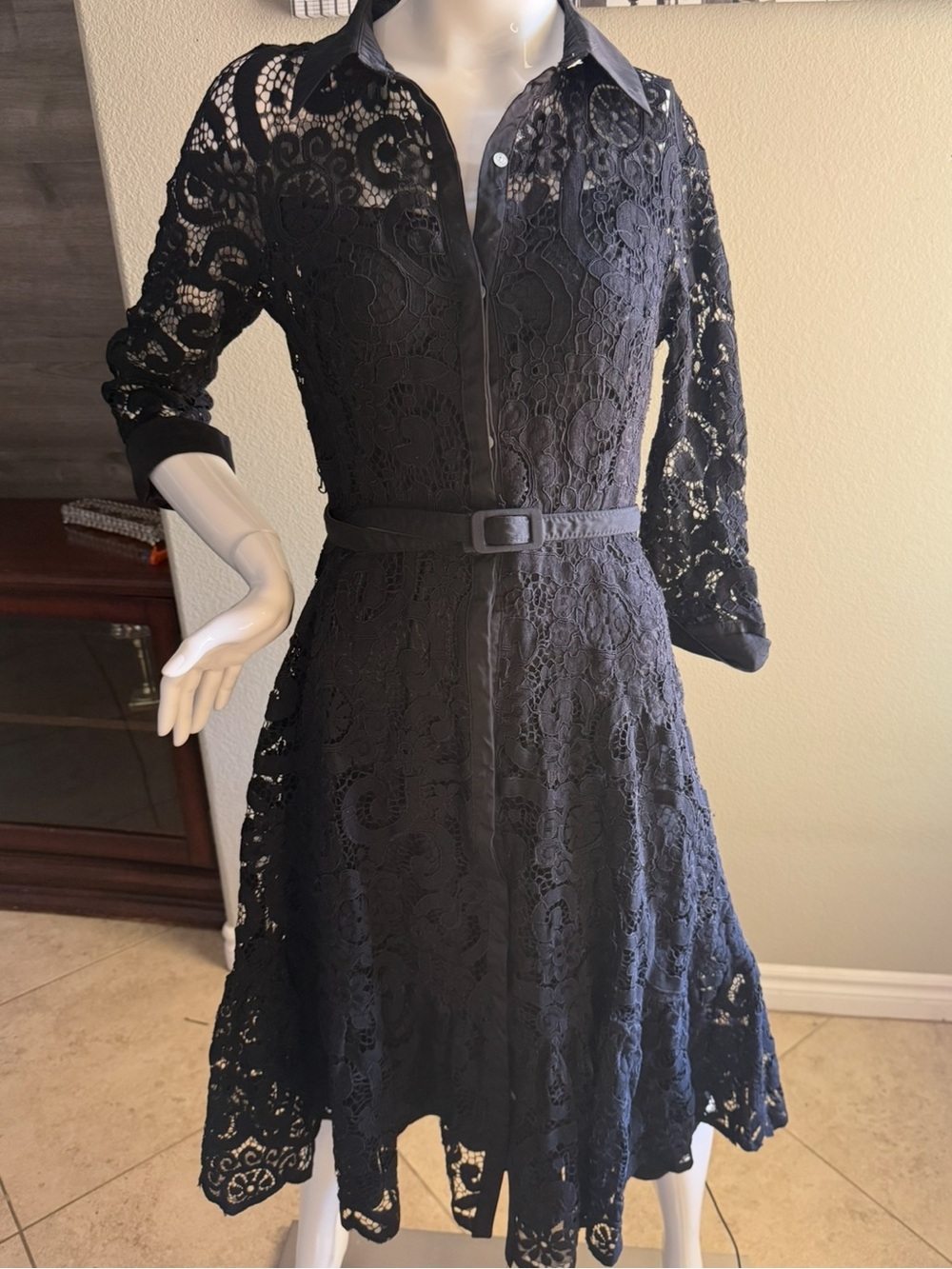 Nanette Lepore Belted Crochet Lace Dress 8